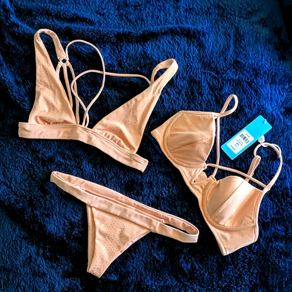 Beach Bunny 3 PCs Pale Pink Swimsuits Set